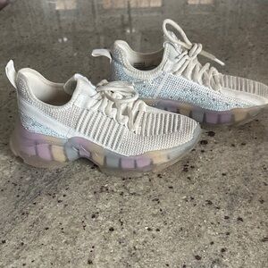 Steve Madden Crystals White and Purple Kids Sneakers